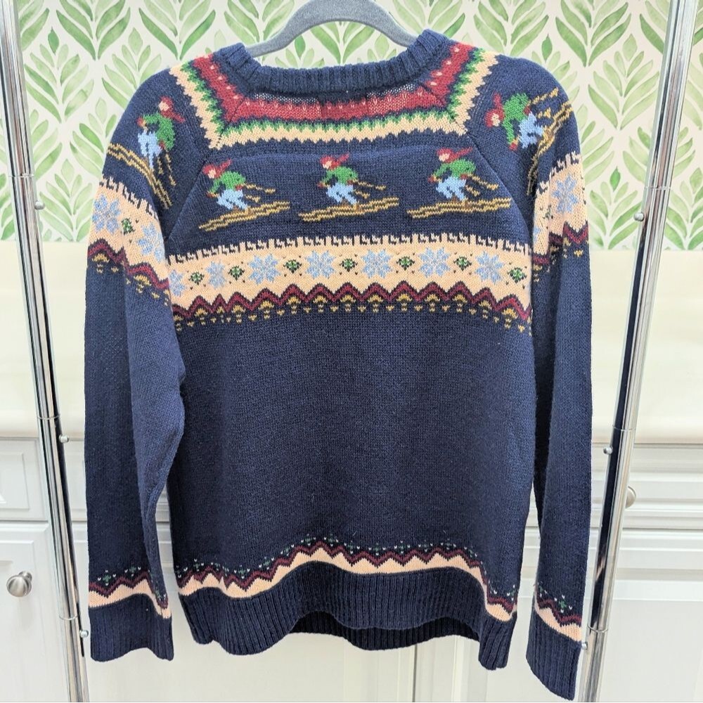 Kiel James Patrick Cozy Cabin Ski Winter Sweater Wool Navy Large Hit The Slopes - Picture 5 of 9